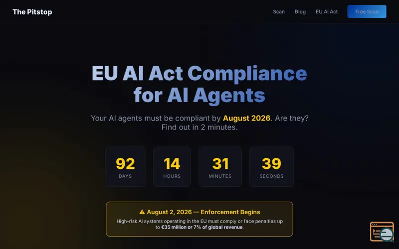 Screenshot of Pitstop EU AI Act Compliance Scanner