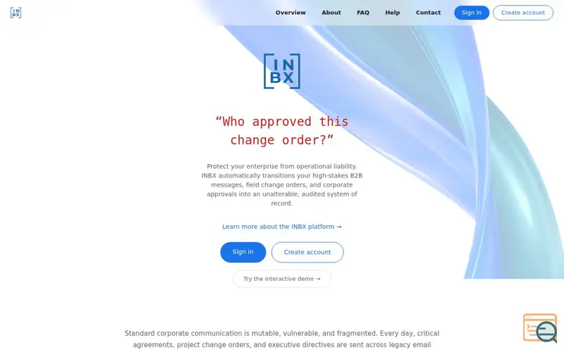 Screenshot of INBX