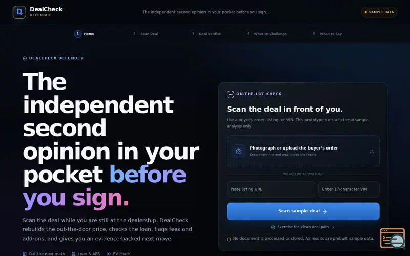 Screenshot of DealCheck