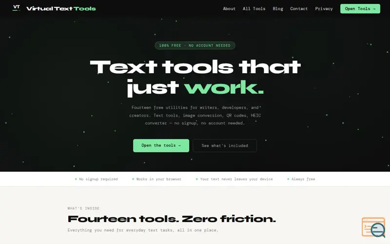 Screenshot of Virtual Text Tools