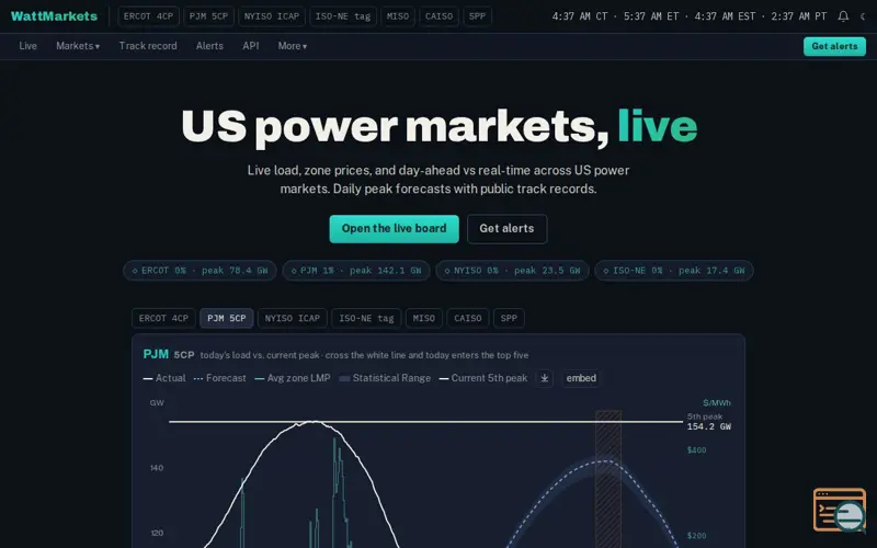 Screenshot of WattMarkets