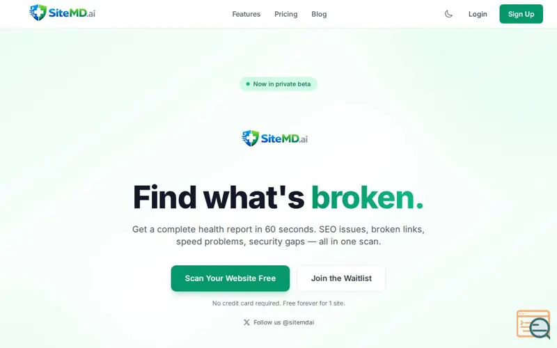 Screenshot of SiteMd