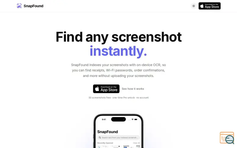 Screenshot of SnapFound