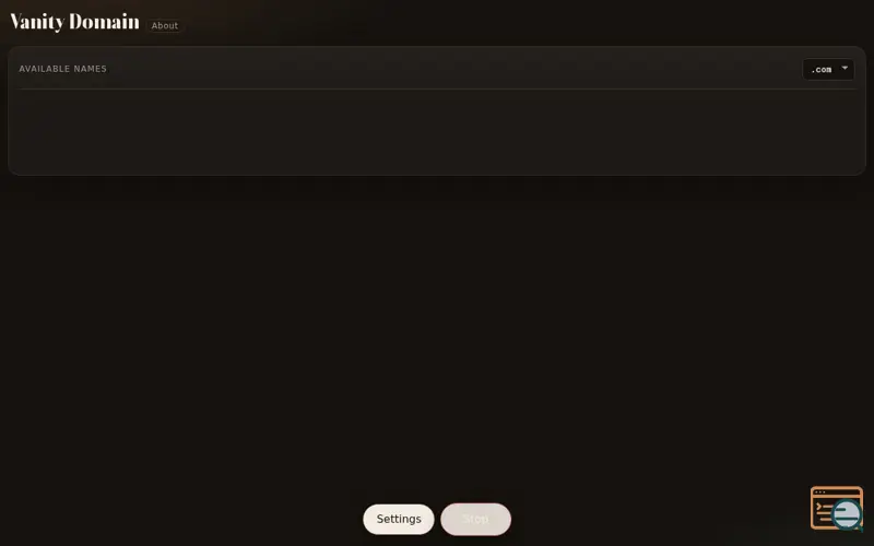 Screenshot of Vanity Domain Generator