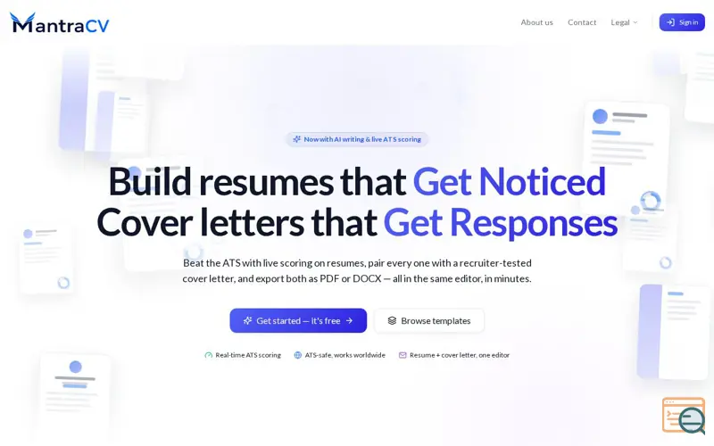 Screenshot of Mantra CV