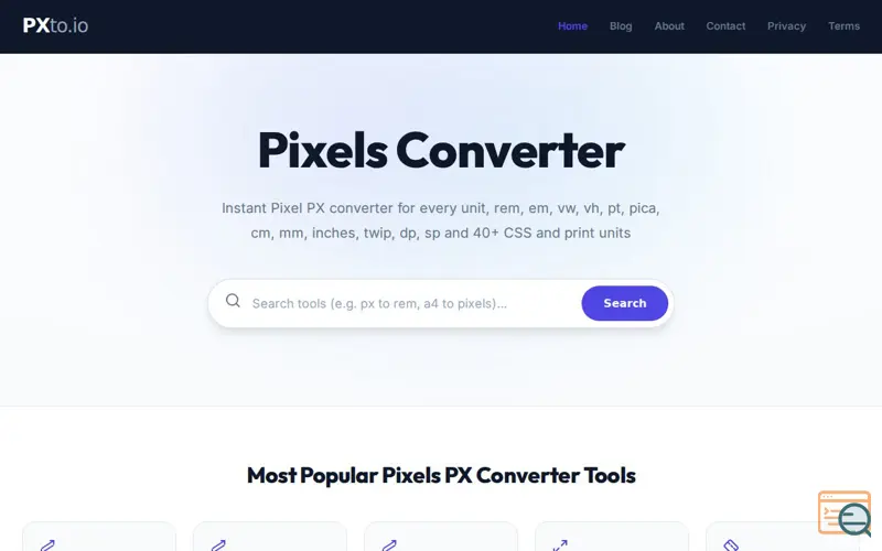 Screenshot of Pixels Converter