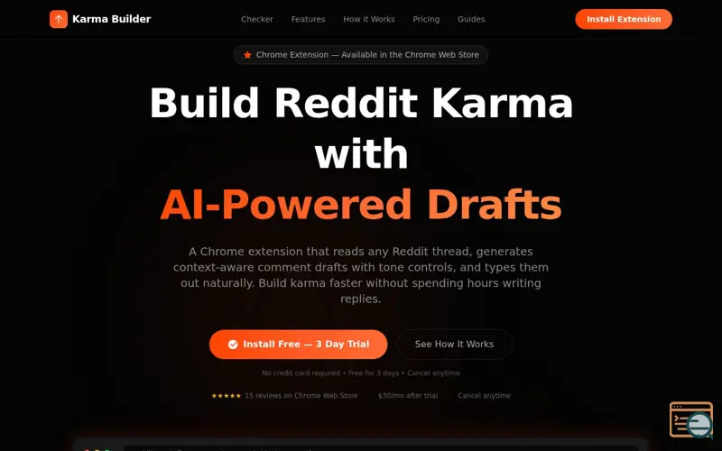 Screenshot of Karma Builder