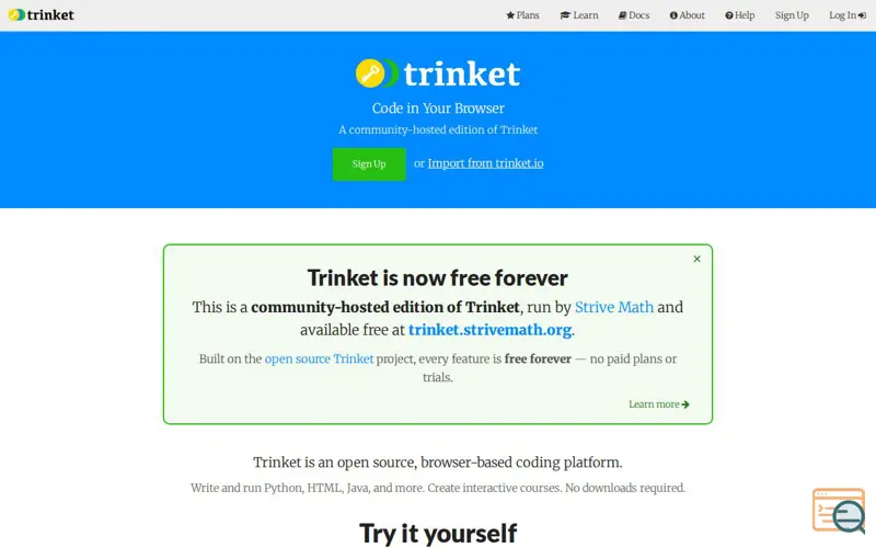 Screenshot of Trinket.io now openSource! 