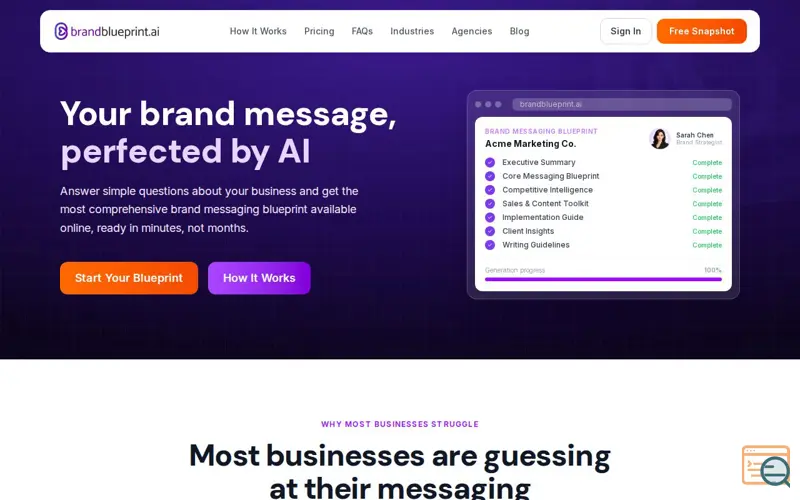 Screenshot of BrandBlueprint.ai