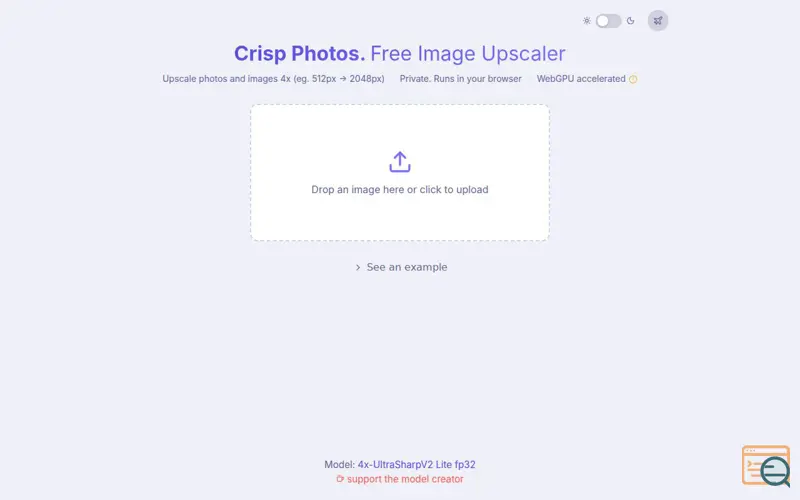 Screenshot of crisp.photos — Free Image Upscaler