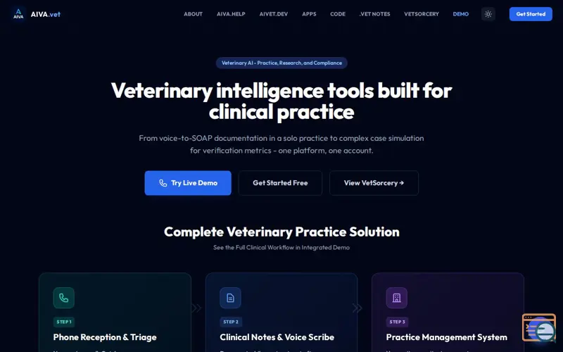 Screenshot of Aiva Vet