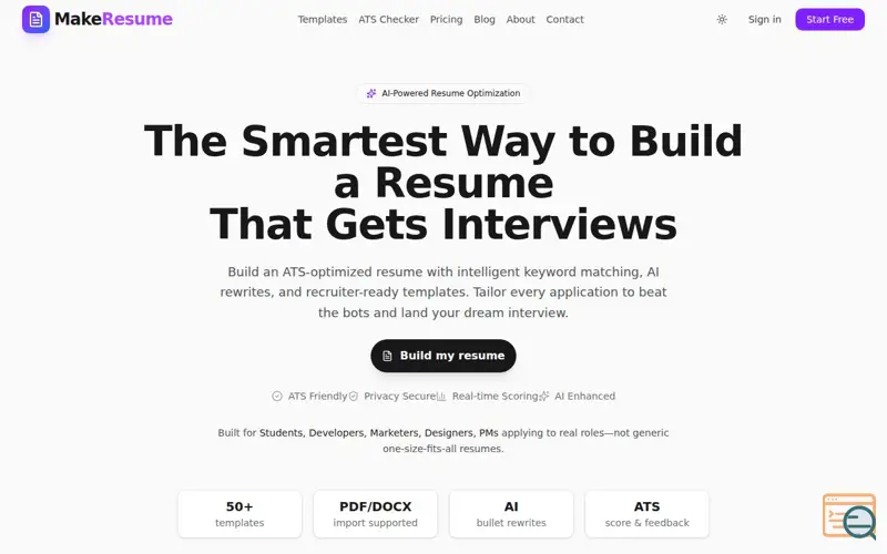 Screenshot of MakeResume