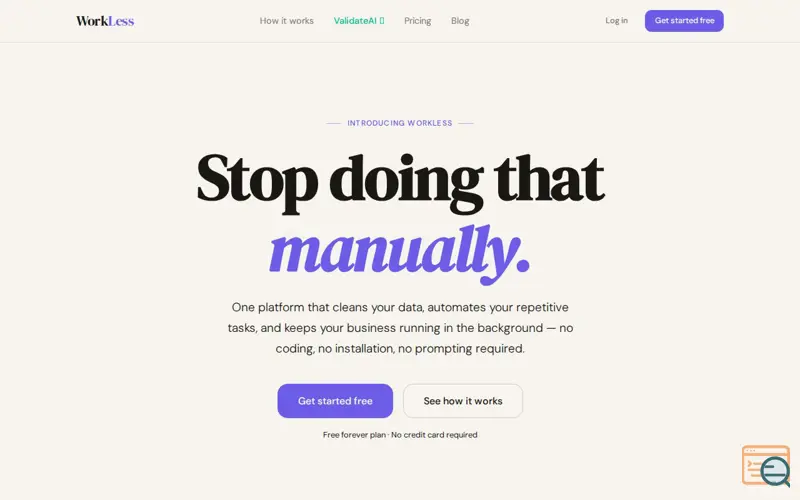 Screenshot of WorkLess