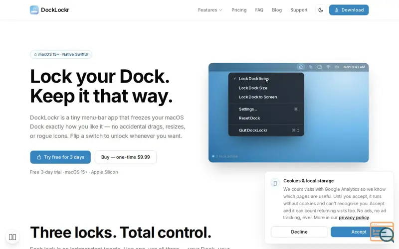Screenshot of DockLockr