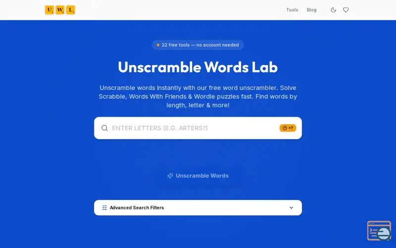 Screenshot of Unscramble Words Lab