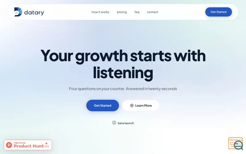 Screenshot of datary - The question nobody else asks