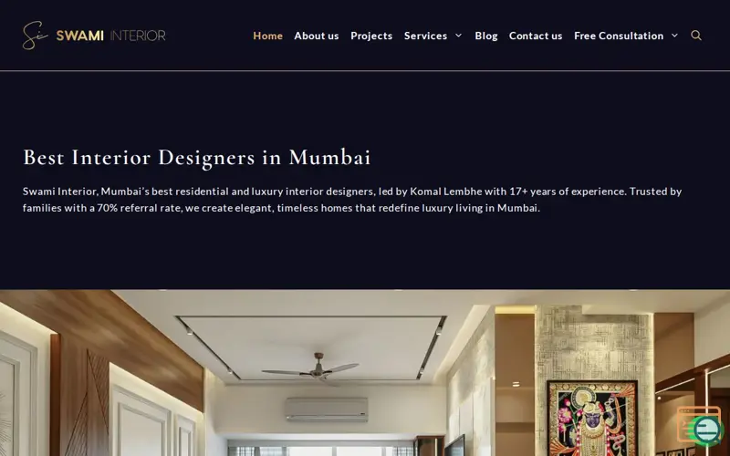 Screenshot of Swami Interior, a launch using Gravatar