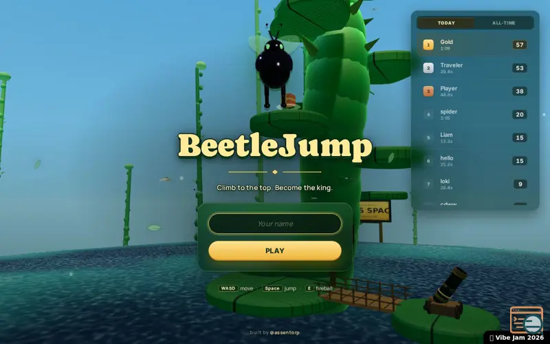 Screenshot of BeetleJump, a launch using Vibe Coding Game Jam
