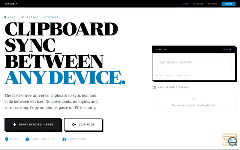 Screenshot of SyncClip