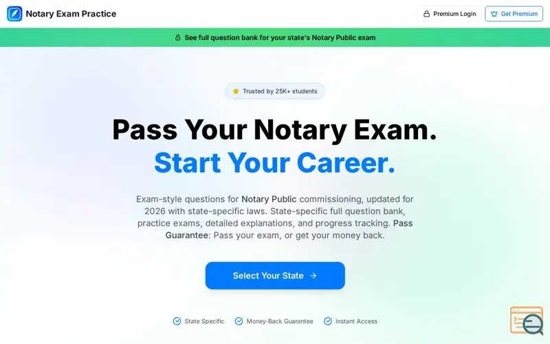 Screenshot of Notary Exam Practice