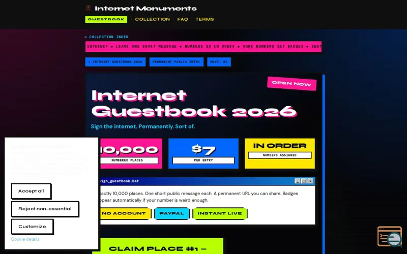 Screenshot of Internetmonuments