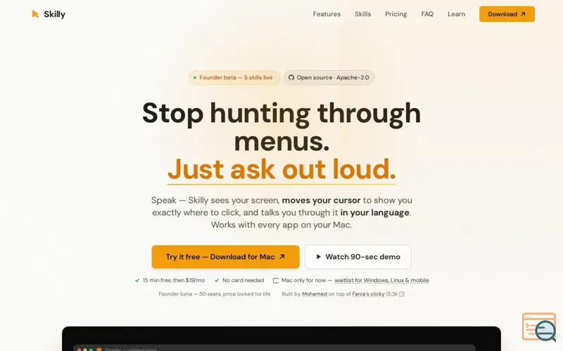 Screenshot of Skilly