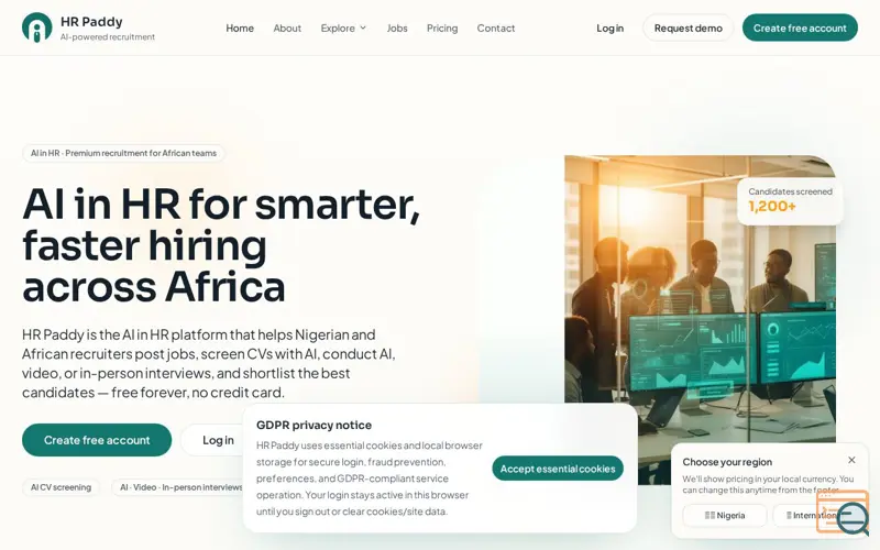 Screenshot of HR Paddy, a launch using Cloudoon