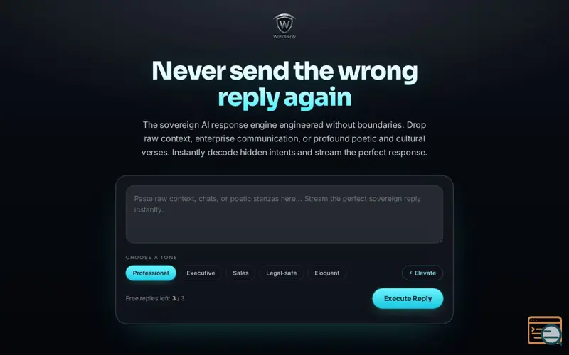 Screenshot of WorldReply