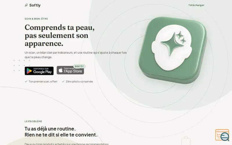Screenshot of Softly — Comprends ta peau, pas seulement son apparence