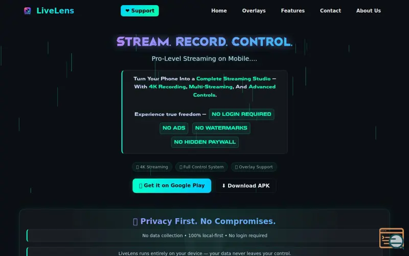 Screenshot of LiveLens