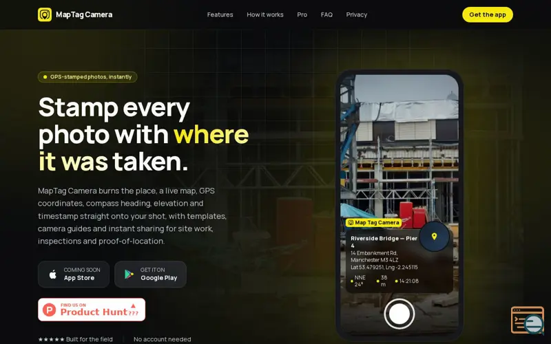 Screenshot of MapTag Camera