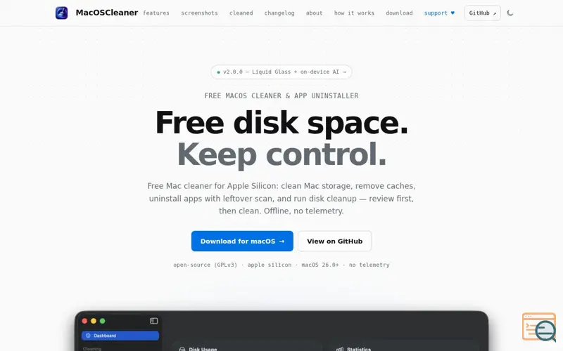 Screenshot of MacOSCleaner