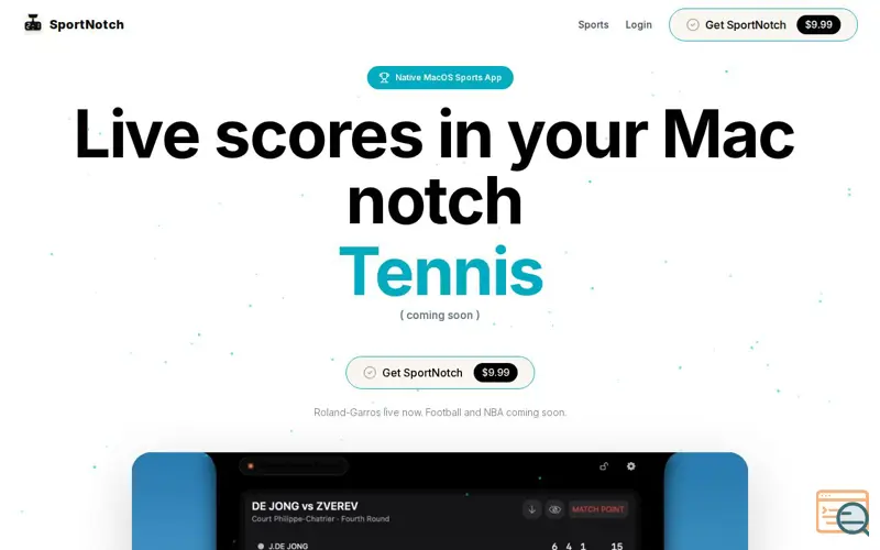 Screenshot of SportNotch