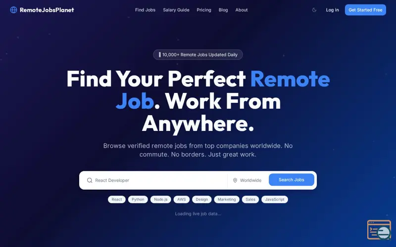 Screenshot of Remote Jobs Planet