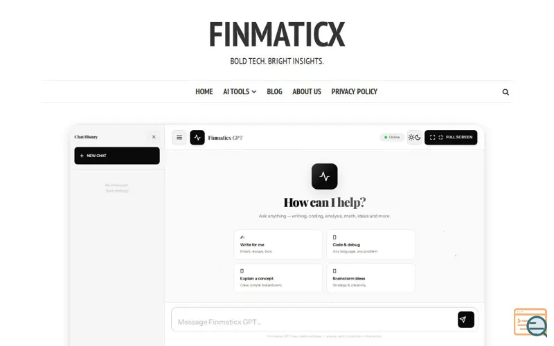 Screenshot of Finmaticx GPT