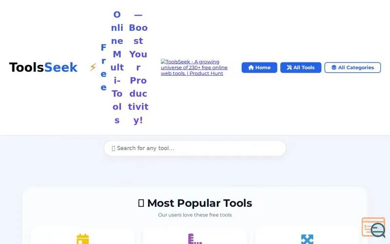 Screenshot of ToolsSeek