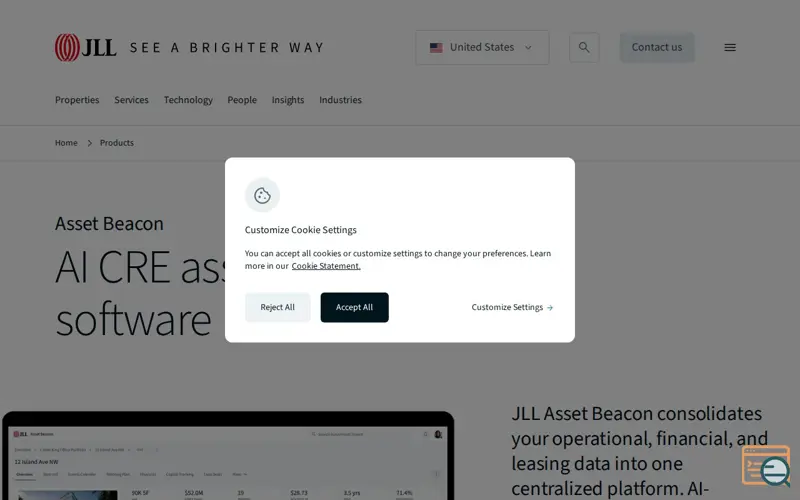 Screenshot of JLL Asset Beacon, a launch using Smartsheet