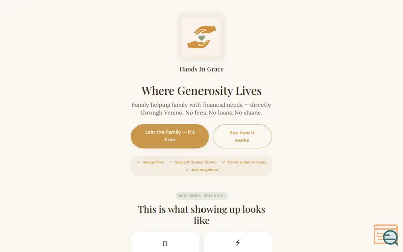 Screenshot of Hands In Grace