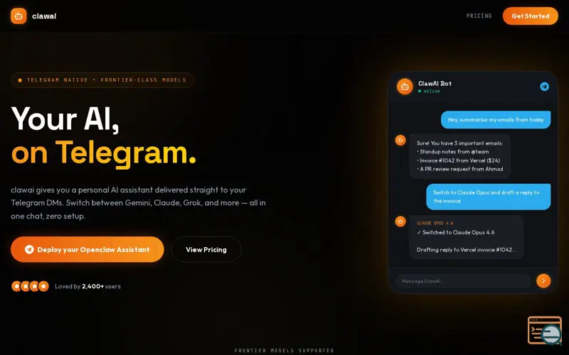 Screenshot of Clawai