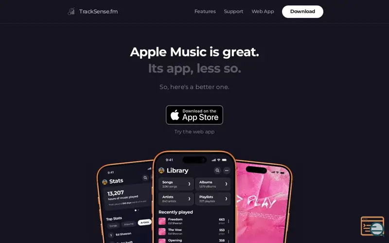 Screenshot of TrackSense.fm