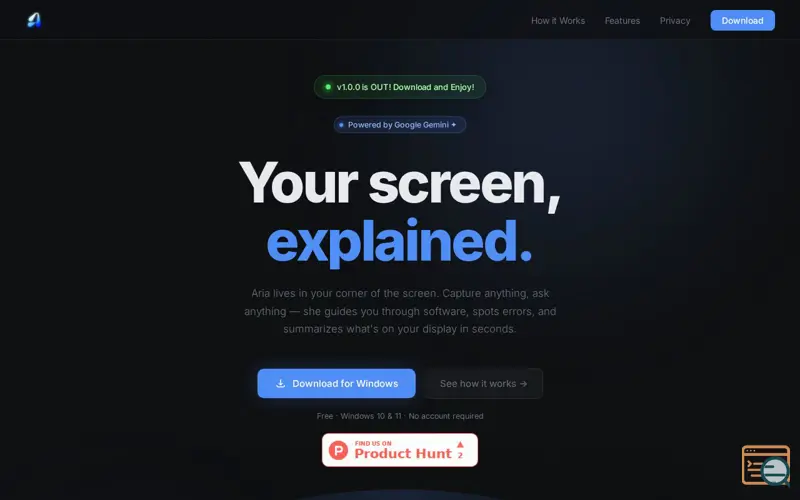 Screenshot of Aria 