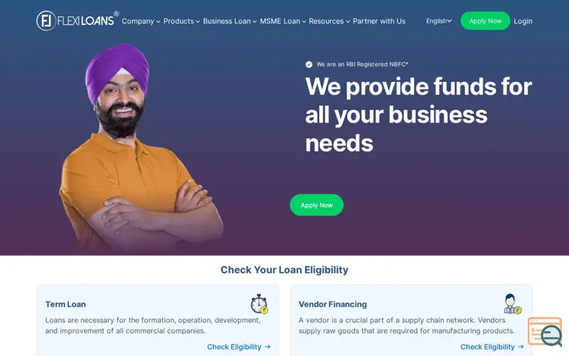 Screenshot of FlexiLoans