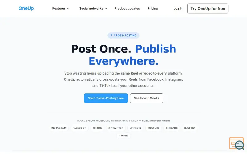 Screenshot of Auto-crossposting from OneUp