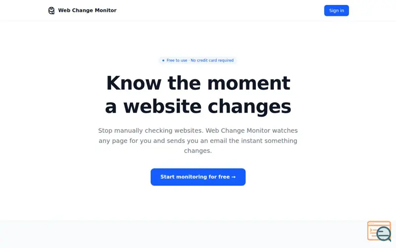 Screenshot of Web Change Monitor