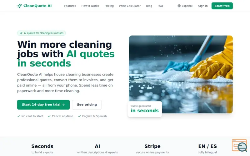 Screenshot of CleanQuote AI