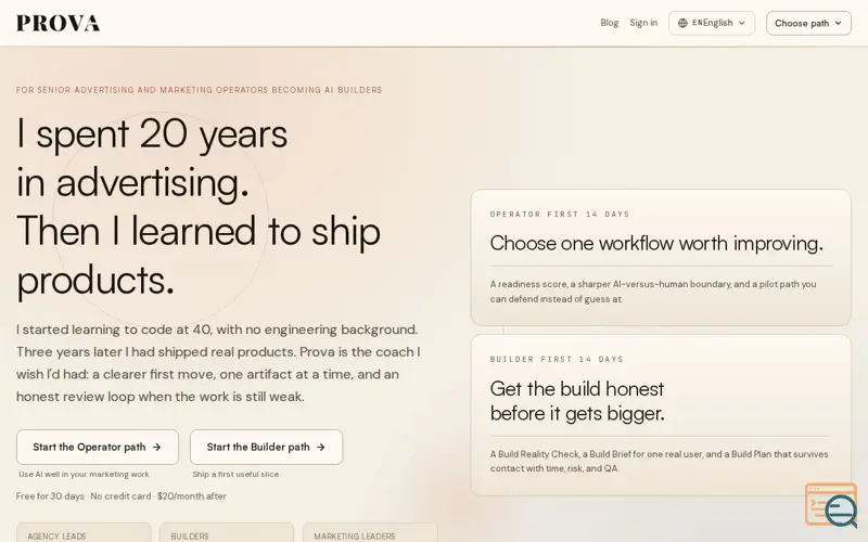 Screenshot of Prova