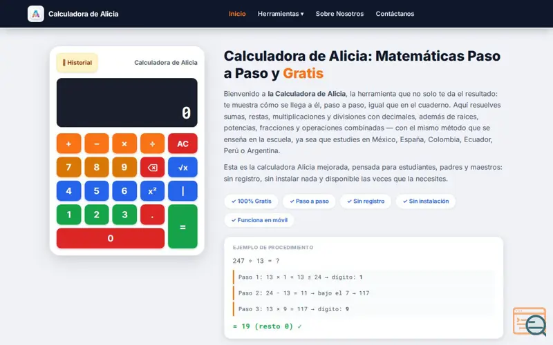 Screenshot of Calculadora de Alicia