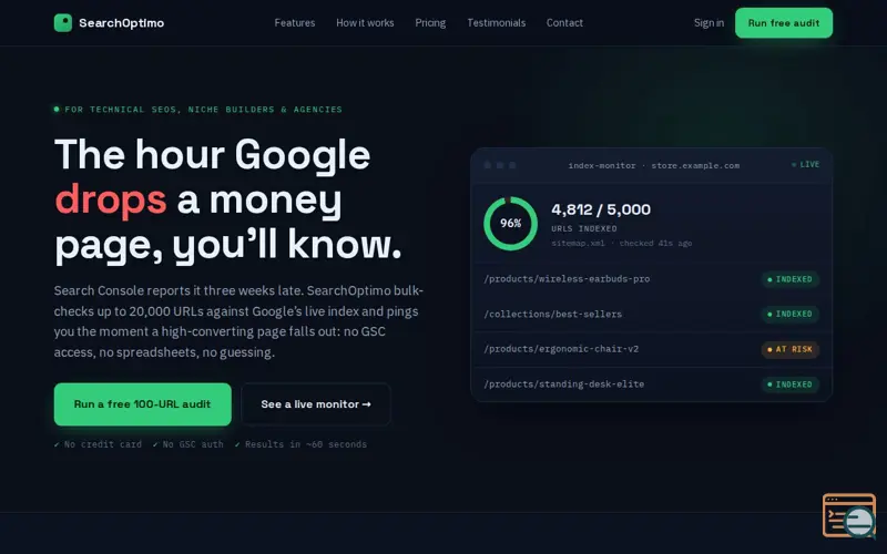 Screenshot of SearchOptimo