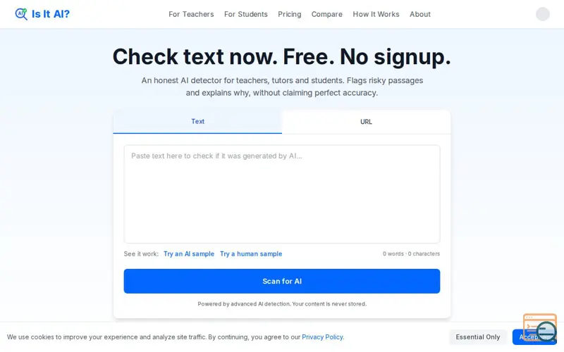Screenshot of Is It AI?