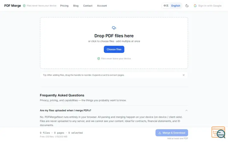 Screenshot of PDFMergeNext